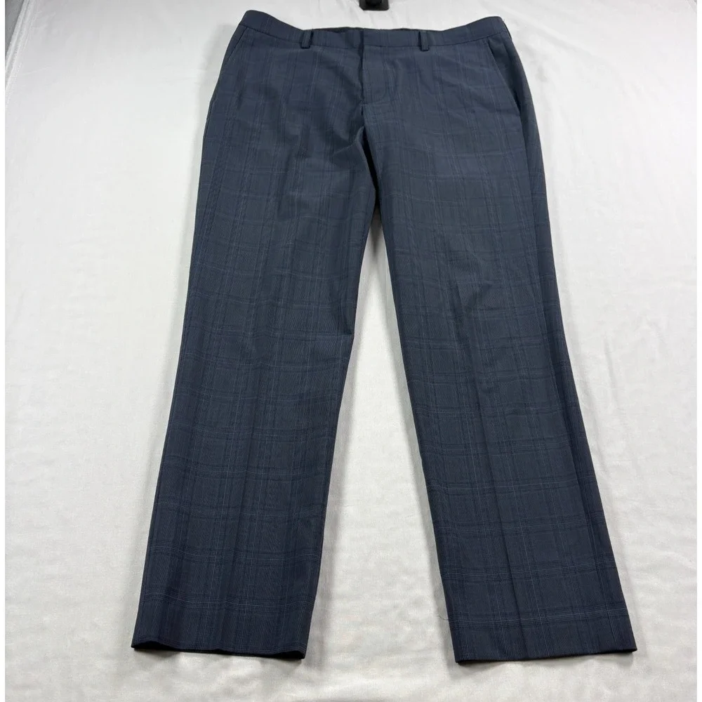 J Crew Thompson Pants Mens 34x32 (Fits 34x30) Plaid Wool Blend Slacks Tapered